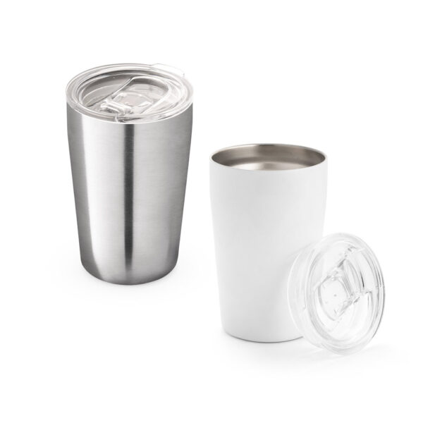 SLIDER. Copo de viagem térmico para sublimação em aço inox, de parede dupla isolada a vácuo (380 mL)