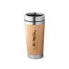 PIETRO. Copo de viagem térmico em aço inox e bambu, de parede dupla isolada a ar (500 mL)