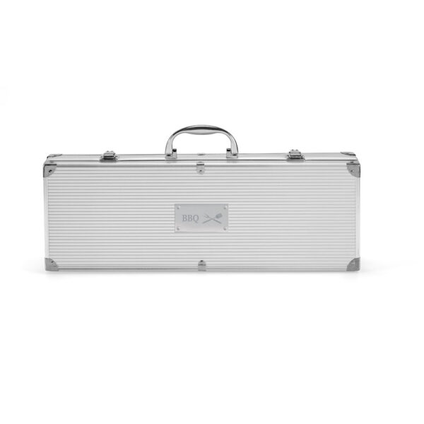 ANNATTO. Kit churrasco em estojo de alumínio com 4 utensílios em aço inox