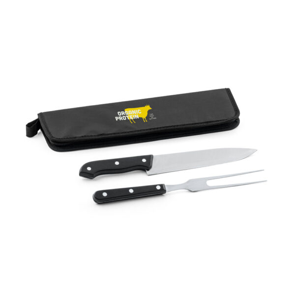 JULLEMIER. Kit churrasco em estojo de 210D com 2 utensílios em aço inox e PP