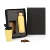 KIT GARRAFA PAREDE DUPLA E COPO TÉRMICO – AMARELO – 2 PÇS