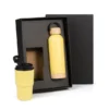 KIT GARRAFA PAREDE DUPLA E COPO TÉRMICO – AMARELO – 2 PÇS