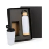 KIT GARRAFA PAREDE DUPLA E COPO TÉRMICO – BRANCO – 2 PÇS