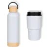 KIT GARRAFA PAREDE DUPLA E COPO TÉRMICO – BRANCO – 2 PÇS