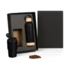 KIT GARRAFA PAREDE DUPLA E COPO TÉRMICO – PRETO – 2 PÇS