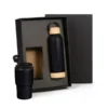 KIT GARRAFA PAREDE DUPLA E COPO TÉRMICO – PRETO – 2 PÇS