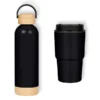 KIT GARRAFA PAREDE DUPLA E COPO TÉRMICO – PRETO – 2 PÇS