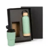 KIT GARRAFA PAREDE DUPLA E COPO TÉRMICO – VERDE – 2 PÇS