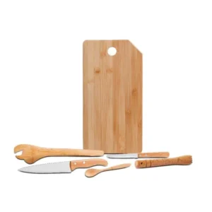 KIT PARA BAR EM BAMBU / MADEIRA MÔNACO - 6 PÇS