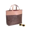 SACOLA EM PVC E MATERIAL SINTÉTICO – PREMIUM – ROSA/XADREZ – 48X33X13 CM
