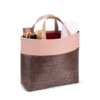 SACOLA EM PVC E MATERIAL SINTÉTICO – PREMIUM – ROSA/XADREZ – 48X33X13 CM