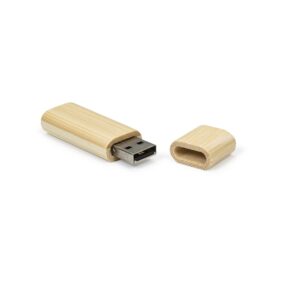 PEN DRIVE BAMBU REDONDO 4 GB  COM TAMPA