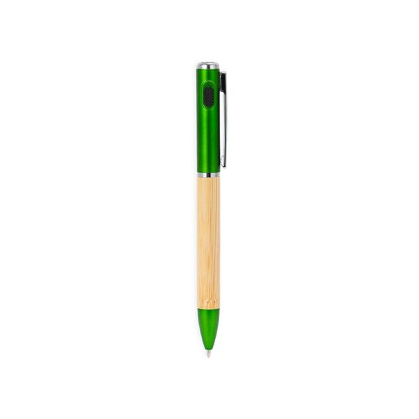 CANETA METAL E BAMBU C/ LED