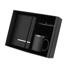 KIT ESCRITÓRIO CADERNO, CANECA E CANETA METAL